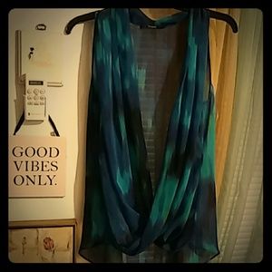 Tahari chiffon multicolor blouse